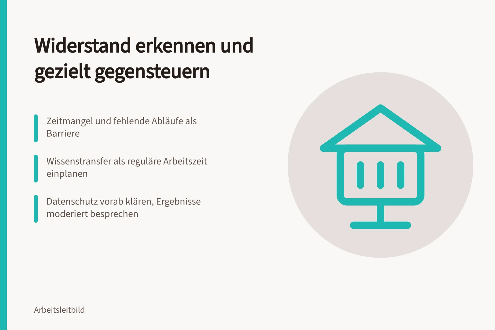 Karte zu Barrieren des Wandels und passenden Gegenmaßnahmen im Betrieb